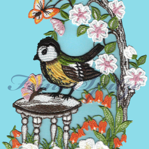 Fensterbild Vogel auf dem Tisch