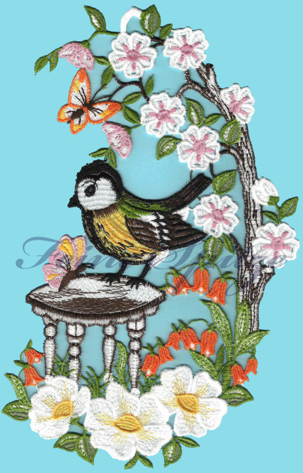 Fensterbild Vogel auf dem Tisch