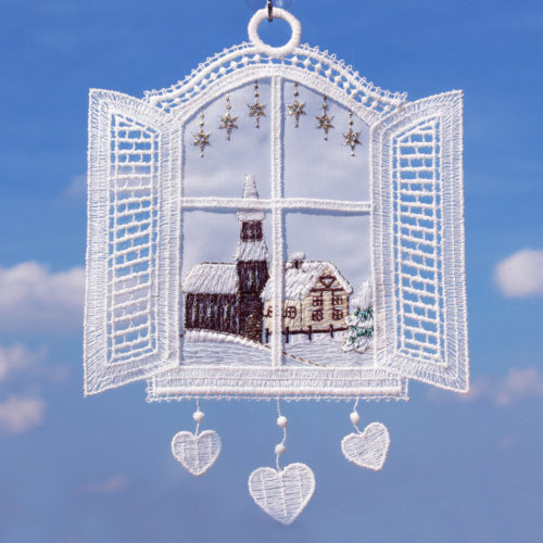 Fensterrahmen mit Kirche