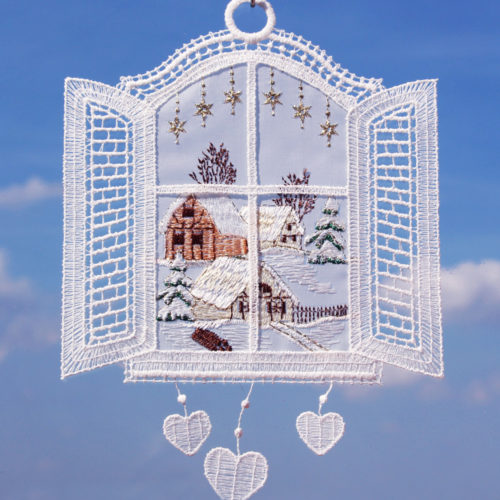 Fensterrahmen mit Landschaft