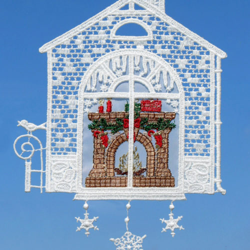 Fensterbild Hausrahmen mit Kamin