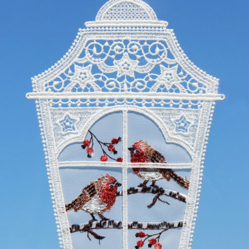 Fensterbild Laterne mit Vögel (terra)