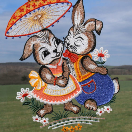 Fensterbild Hasenpärchen