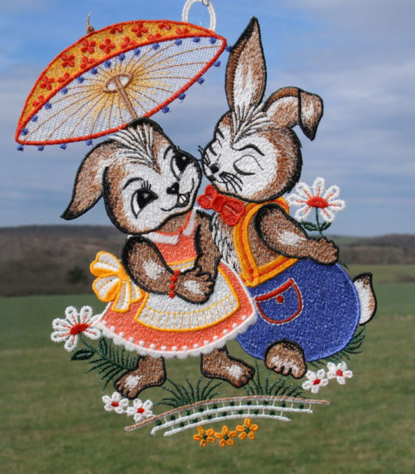 Fensterbild Hasenpärchen